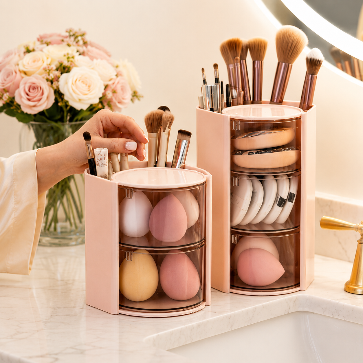 Luxury Cosmetic Organizer Makeup Storage Box Bathroom Vanity Organizer Skincare Holder with Drawers Wholesale