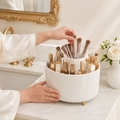 360° Rotating Makeup Organizer - 1pc Plastic Cosmetic Storage with 5 Compartments - Multi-Functional Holder for Brushes