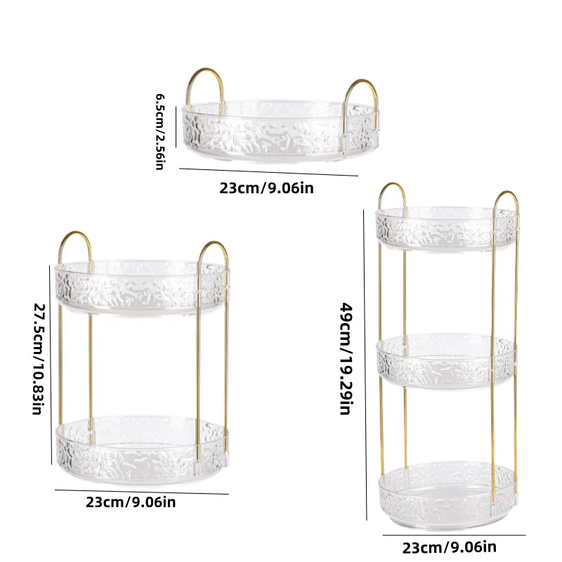 Bathroom Cosmetic Luxury Organiser Wholesale Gold Acrylic Makeup Storage Rack Skincare Organizer Vanity Countertop Display Shelf Perfume Holder Beauty Product Storage Stand Bathroom Accessories Makeup Brush Cosmetic Organizer