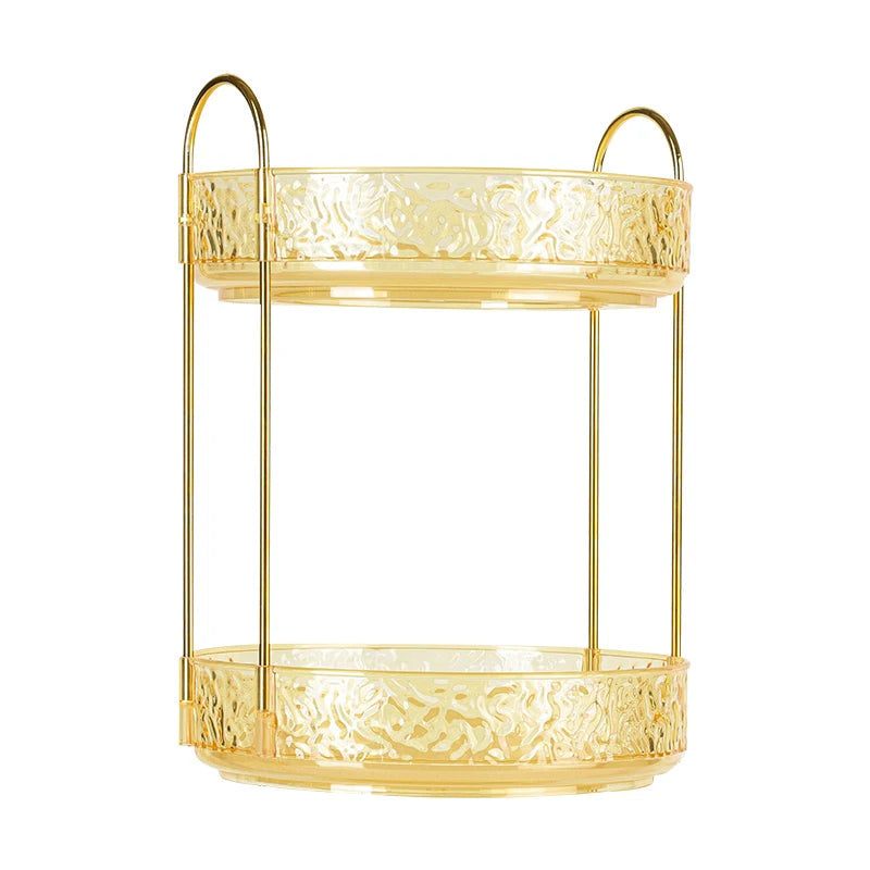 Bathroom Cosmetic Luxury Organiser Wholesale Gold Acrylic Makeup Storage Rack Skincare Organizer Vanity Countertop Display Shelf Perfume Holder Beauty Product Storage Stand Bathroom Accessories Makeup Brush Cosmetic Organizer