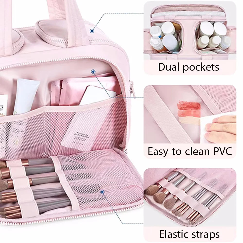 Multi Pockets Cosmetic Bag Female Travel Wash Handbag Bathroom Partition Shower Makeup Pouch Waterproof Toiletries Organizer