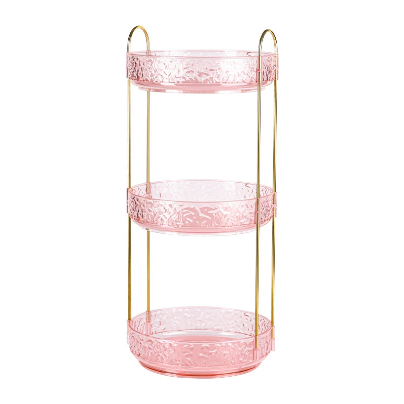 Bathroom Cosmetic Luxury Organiser Wholesale Gold Acrylic Makeup Storage Rack Skincare Organizer Vanity Countertop Display Shelf Perfume Holder Beauty Product Storage Stand Bathroom Accessories Makeup Brush Cosmetic Organizer