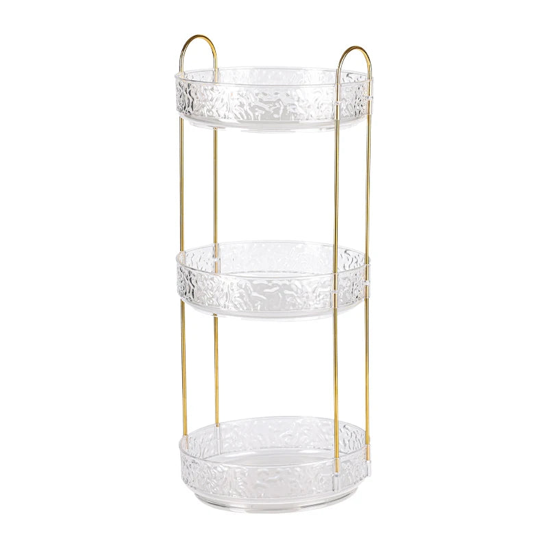 Bathroom Cosmetic Luxury Organiser Wholesale Gold Acrylic Makeup Storage Rack Skincare Organizer Vanity Countertop Display Shelf Perfume Holder Beauty Product Storage Stand Bathroom Accessories Makeup Brush Cosmetic Organizer