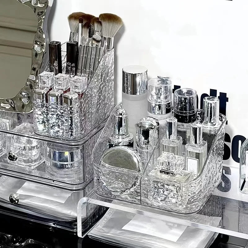 Wholesale Luxury Clear Acrylic Bathroom Cosmetic Organizer Makeup Storage Box Skincare Storage Organizer Beauty Display Case Vanity Countertop Organizer Perfume Holder Makeup Brush Organizer Cosmetic Accessories Storage
