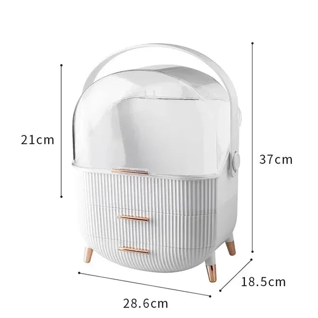 Luxury Bathroom Cosmetic Organiser Travel Makeup Storage Box with Clear Dustproof Cover Portable Vanity Skincare Display Case Large Capacity Drawer Beauty Organizer Wholesale Home Hotel Countertop Gift
