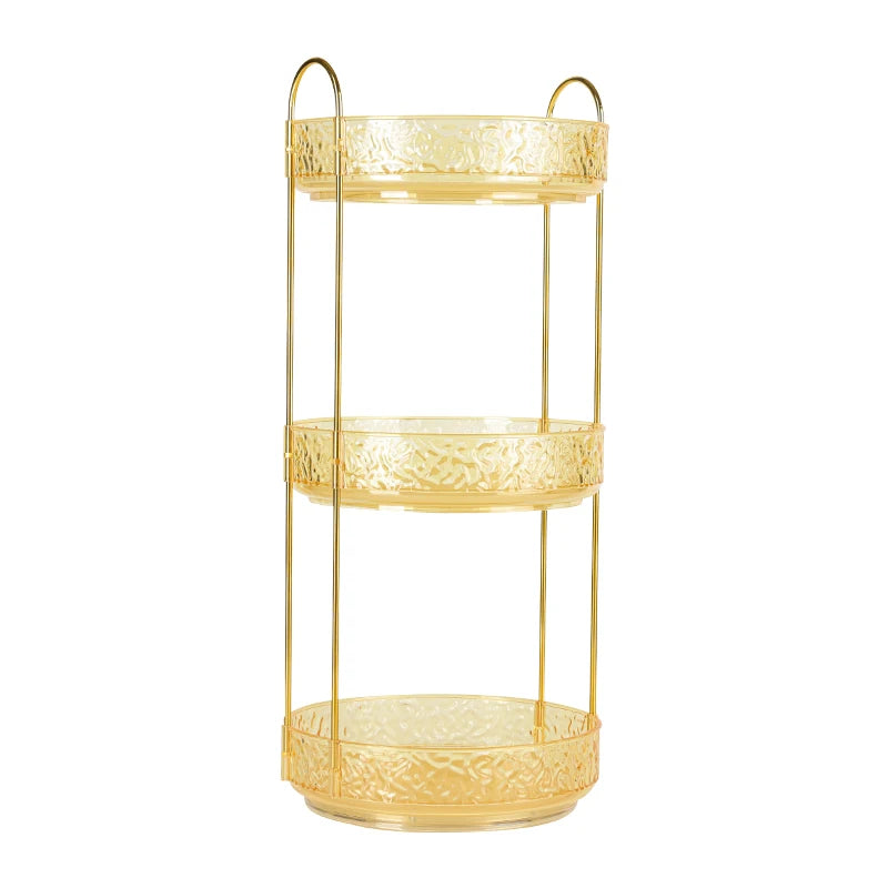 Bathroom Cosmetic Luxury Organiser Wholesale Gold Acrylic Makeup Storage Rack Skincare Organizer Vanity Countertop Display Shelf Perfume Holder Beauty Product Storage Stand Bathroom Accessories Makeup Brush Cosmetic Organizer