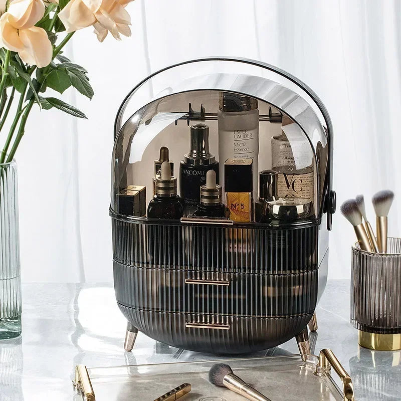 Luxury Bathroom Cosmetic Organiser Travel Makeup Storage Box with Clear Dustproof Cover Portable Vanity Skincare Display Case Large Capacity Drawer Beauty Organizer Wholesale Home Hotel Countertop Gift