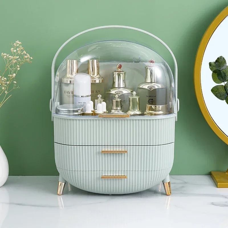 Luxury Bathroom Cosmetic Organiser Travel Makeup Storage Box with Clear Dustproof Cover Portable Vanity Skincare Display Case Large Capacity Drawer Beauty Organizer Wholesale Home Hotel Countertop Gift