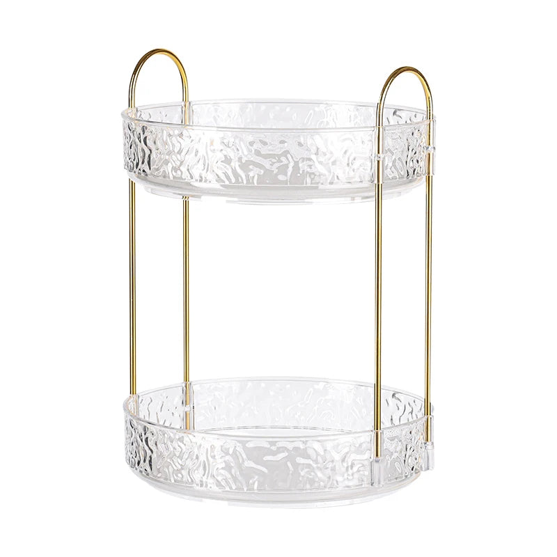 Bathroom Cosmetic Luxury Organiser Wholesale Gold Acrylic Makeup Storage Rack Skincare Organizer Vanity Countertop Display Shelf Perfume Holder Beauty Product Storage Stand Bathroom Accessories Makeup Brush Cosmetic Organizer