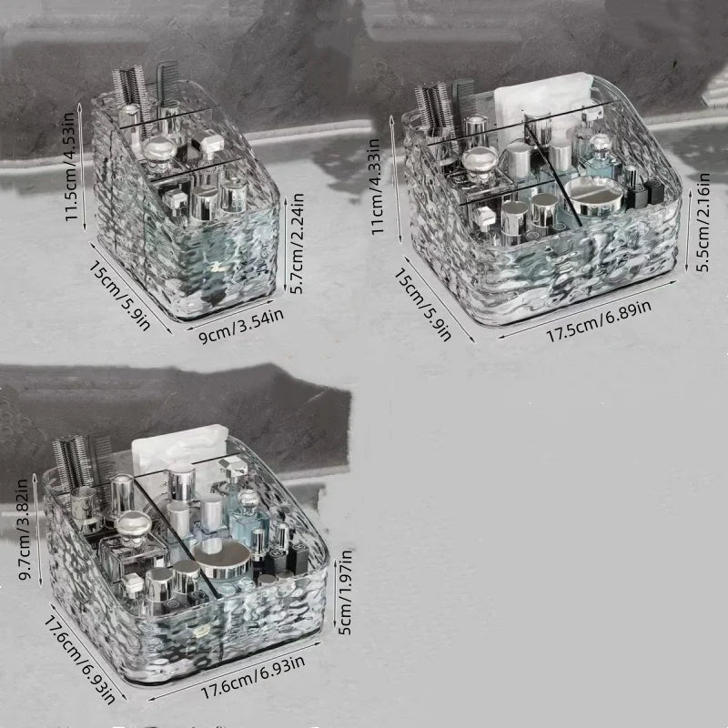 Wholesale Luxury Clear Acrylic Bathroom Cosmetic Organizer Makeup Storage Box Skincare Storage Organizer Beauty Display Case Vanity Countertop Organizer Perfume Holder Makeup Brush Organizer Cosmetic Accessories Storage