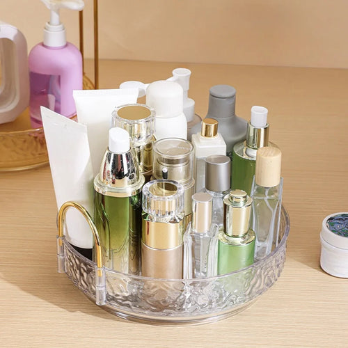 Bathroom Cosmetic Luxury Organiser Wholesale Gold Acrylic Makeup Storage Rack Skincare Organizer Vanity Countertop Display Shelf Perfume Holder Beauty Product Storage Stand Bathroom Accessories Makeup Brush Cosmetic Organizer